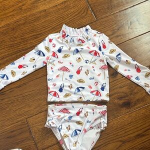 Kids Swim Set with Fun Beach Print